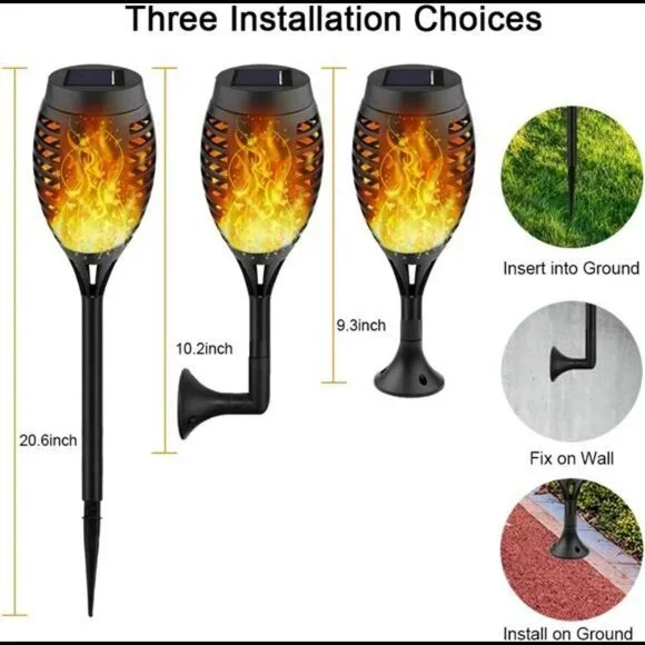 10Pack Solar Outdoor Lights, Solar Tiki Torches with Flickering Flame